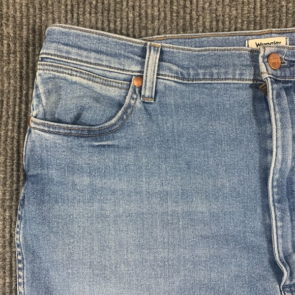 Wrangler Jeans Womens 34x28 Blue Denim Earth Wash Stretch Wriggler Skinny HIgh - Picture 8 of 16